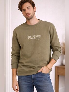 Zara Olive Crewneck Men's Sweater size L